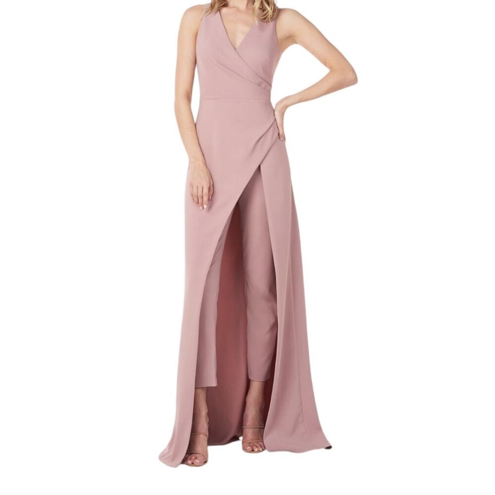 Kay Unger Jumpsuit Cassandra sleeveless walk thru pink size 4 DEFECT